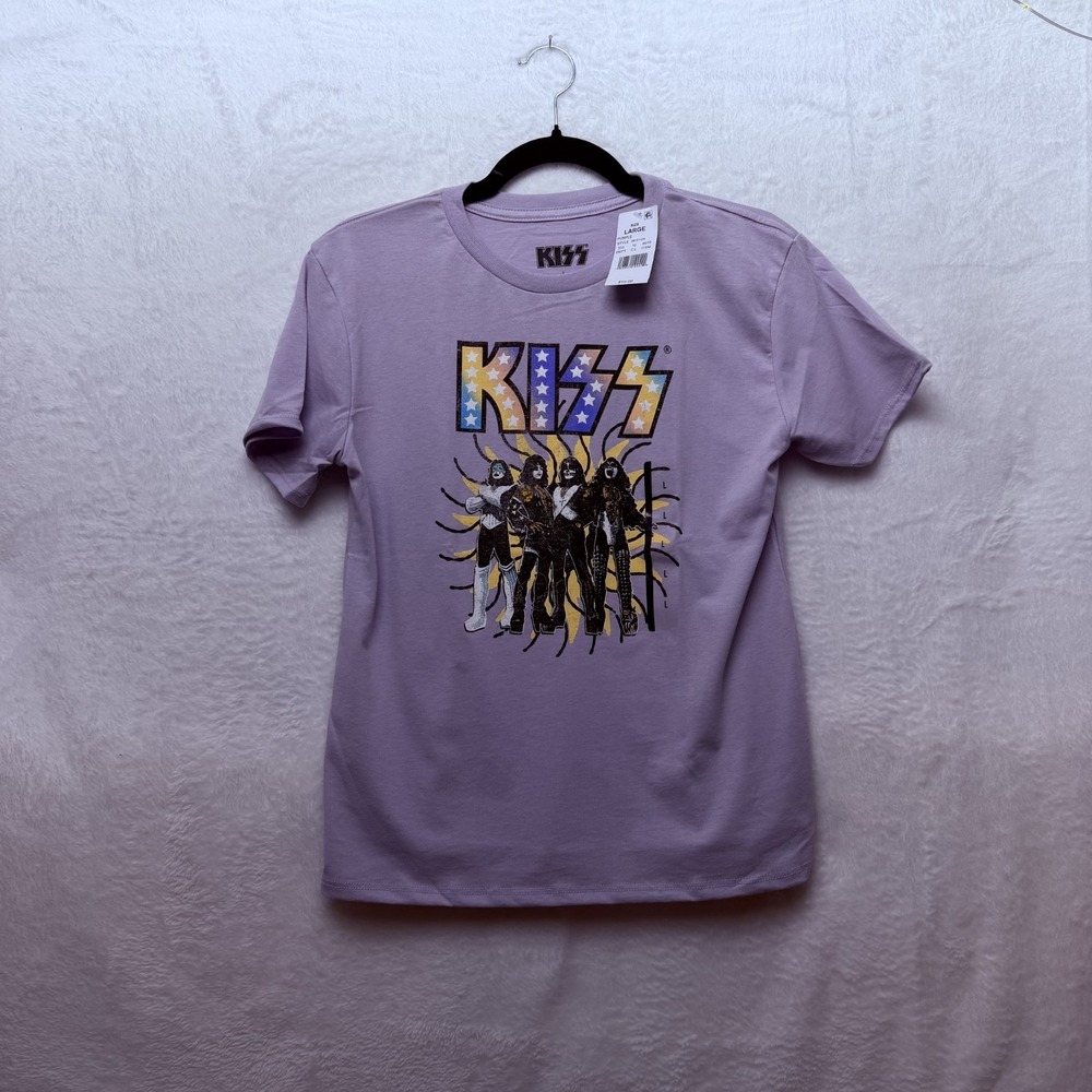 NWT KISS Lavender Tee Shirt Size Large Girls Purple Short Sleeve T Shirt